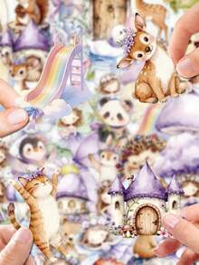 50Pcs PET Fairy Fantasy Stickers, Patterns Of Fairies With Flowers, Mushrooms, Castles And Rainbows, Suitable For Journals, Water Bottles, Notebooks, Storage Boxes, Skateboards, Helmets, Luggage, Laptops, Guitars, Tablets - Multicolor - View 6
