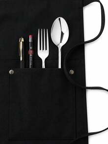 1pc 5-Pocket Server Apron - Rivet Button Unisex Short/Half-Waist Apron, Suitable For Coffee Shop, Restaurant, Kitchen And Home Use - Multicolor - View 9