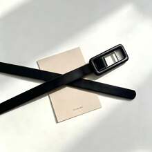 Women Minimalist Solid PU Skinny Waist Belt, Square Punch‑Free Buckle Decor Accessory For Campus Summer Fall Autumn Halloween Daily Outfit Matching - Small Bag Buckle Thin Belt - View 22