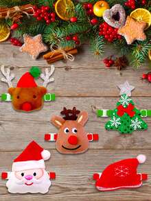 3/10Pcs Christmas Cartoon Pet Bow Ties, Santa, Reindeer & X‑Mas Tree Fabric Collar Decor, Adjustable Elastic Straps, Universal For Small‑Medium Dogs & Cats, Pet Photoshoot Props For Party, Festive Gifts To Make Pets Happy For Birthday & Christmas - Multicolor - View 5