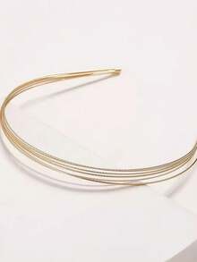 Minimalist Fashion Metal Thin Headband, Suitable For Daily Wear - Gold - View 2