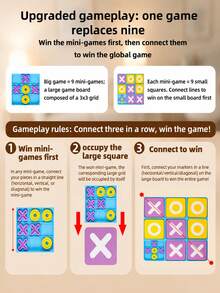 Permainan Tic-Tac-Toe Tingkat Lanjut untuk Anak-Anak, Permainan Papan Strategi XO Plastik untuk Keluarga, Mainan Edukatif Pertempuran Dua Pemain - MultiWarna - View 6