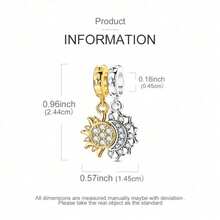 1pc Silver-Plated Sun Moon Star Pendant Bead, Dual-Color Split Craft, Hexagram Sun Moon Splicing Rhinestone Design, Exquisite Engraved Details, Romantic Universe Style, Suitable For Bracelet Necklace, Handmade DIY Jewelry Making And Couple Gifts - Multicolor - View 7