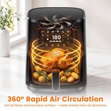 SUPERLEX 5.5L Air Fryer, 10-In-1 Multi-Function Fryer 1450W, LED Display Multi-Function Oven, Equipped With A Timing Function, Stainless Steel Non-Stick Coating, Easy To Clean, Suitable For Kitchen: Fried Chicken, French Fries, Steak, Pizza, Barbecue - UK Plug(220-240V) - View 9