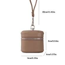 Women Small Neck Pouch, Litchi‑Grain PU Mini Cylinder Coin Purse, Portable Lipstick Earbud Storage Crossbody Bag - Multicolor - View 4