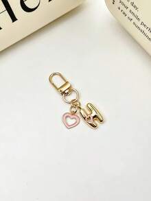 1pc 26 Letters Oil Drop Hollow Heart Pendant Initial Keychain, Bag Charm Pendant, Copper Material, Perfect Gift For Couples And Friends - Random Color - View 35