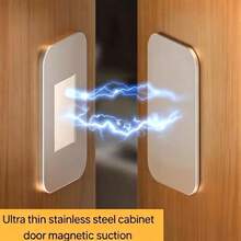 1 Set Drill-Free Stainless Steel Cabinet Magnetic Catch, Ultra-Thin Strong Magnet Drawer Invisible Door Magnet, Wardrobe Sliding Door Magnetic Lock - Multicolor - View 5