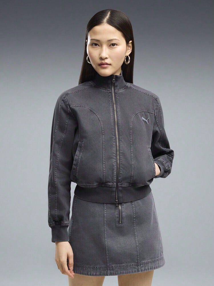 Women's FUTURE.PUMA.ARCHIVE Washed Black Woven Hoodless Jacket 63668135 - Grey - View 1