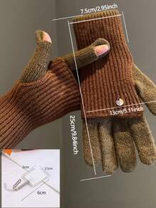1 Pair Cute Winter Dual-Use Colorblock Wool Women's Gloves, Fingerless, Touchscreen Compatible, Warm, Cycling, Student - Multiple Styles - View 11