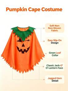 Women's Halloween Pumpkin Cape Set, Cute Winking Face Pumpkin Shawl, Suitable For Cosplay Party - Multicolor - View 3