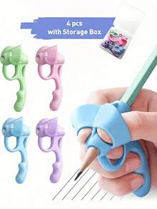 1 Set Kids 5-Finger Pencil Grip, Writing Practice Tool For Children, Comfortable Grip Guide For Beginners, Back To School Essential, Teacher Supplies, School Supplies - Sets - View 2