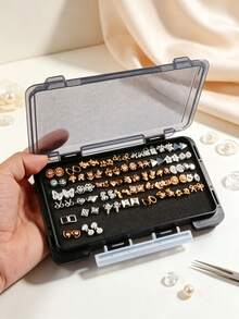 1pc Transparent Earring Display Box, Minimalist Nail Art Accessory Storage Box, Dust-Proof Multi-Purpose Nail Art Storage Box, Jewelry Storage Box, Suitable For Travel, Vacation, Daily Vanity And Dorm, Ideal Holiday Birthday Gift For Women And Girls - Black - View 6