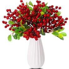 3PCS Red Berry Christmas Tree Branches, Christmas Tree Decoration, DIY Christmas Decoration, Wedding Winter Home Decoration, Fake Plants, Autumn Decoration, Bedroom Decoration, Christmas Decoration - Red - View 1