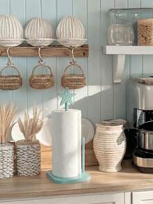 1pc Starfish Shaped Paper Towel Holder, Cute Kitchen Countertop Paper Towel Rack, Freestanding Roll Paper Storage Rack, Bow Design, Bathroom Accessories And Apartment Home Decor - Multicolor - View 7
