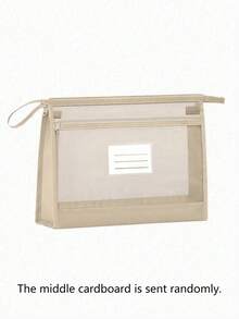 1pc A4 Grid Zipper File Bag, Document Storage Bag, Large Capacity Paper Organizer, Transparent Mesh File Storage Bag With Zipper, Suitable For Elementary And Middle School Students, Campus Homework, Office Invoice And Document Organization, Home Receipt And Certificate Storage, High School Students Large Capacity Exam Paper And Subject Material Book Bag - Multicolor - View 10
