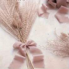 Pink Frayed Edge Chiffon Silk-Feel Tassel Ribbon Roll, Hand-Torn Edge Gift Wrapping Ribbon, Suitable For Wedding Invitations, Bouquet DIY Handmade Decoration, Halloween And Christmas Decoration, Bow Ribbon - Multiple Styles - View 8