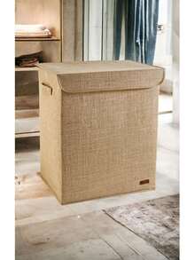 PH PRENDI HOME 1PC 40X50X30 Jute Lidded Box Toy Basket - Laundry Basket - Bathroom Organizer - Storage Organizer - Storage Box - Beige - View 4