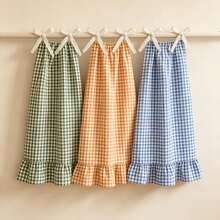 Plaid Ruffled Oven Door Curtain With Bow, Farmhouse Style Kitchen Oven Handle Cover, Detachable Decorative Kitchen Cabinet Curtain, Home Kitchen Decor - Ruffled Edge - View 2