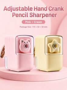 1pc Cartoon Hand Crank Pencil Sharpener, Manual Pencil Sharpener For Girls, Kids, Kindergarten, Grade 1, Elementary Students & School Supplies - Multicolor - View 11