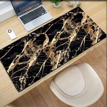 Luckybutterfly 1PC Black Gold Marble Large Mouse Pad Non‑Slip Extended Desk Mat Waterproof Gaming Keyboard Mousepad For Office Home - Black and White - View 8