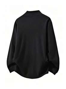 2pcs/Pack Men's Winter Warm Lining Solid Color Stand Collar Long Sleeve Top, Slim Fit Versatile Lightweight Base Layer, Warm Pullover Long Sleeve Innerwear, Suitable For Daily Commute, Gatherings, Multi-Purpose Wear - Black and White - View 5