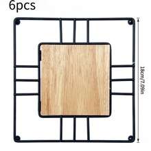 3 Pcs / 6 Pcs Iron‑Wood Spliced Heat‑Resistant Mats, Hollow Iron Frame For Heat Dissipation, Holds Hot Pots, Kettles And Cups, Suitable For Dining Tables, Kitchen Countertops For Placing Hot Pots, Kettles, Cups And Tableware - Multicolor - View 11