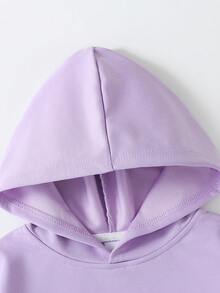 2pcs/Set Sweet Style Girls' Sports Outfit, Heart Print Hoodie + Happy Letter Heart Wide Leg Pants, Big Girls' Spring/Autumn/Winter Set - Mauve Purple - View 5