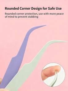 5/1pc Precision Tweezers, Bent Tip Stainless Steel Long Handle Manual Tweezers With Protective Cap, Suitable For Eyelash Extension, Eyebrow Grooming, Jewelry Making, Handmade DIY, Stickers - Multicolor - View 5