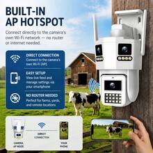 JOOAN 3MP Triple Lens Outdoor PTZ Security Camera CAM720 APP 5G WiFi Bluetooth AP Connection Electronic Zoom Human Detection Auto Tracking Full Color Night Vision Supports SD Card Cloud Storage Equipped With Network Port - Black and White - View 1