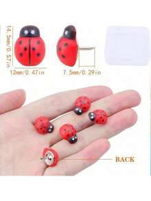 15/25pcs Ladybug Decorative Push Pins For Cork Board, Photo, Wall Map And School Supplies - Multi-color - View 4