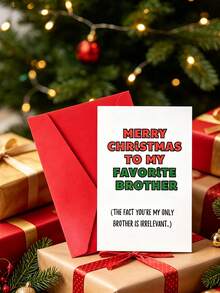 2pcs Fun Christmas Cards For Your Brother, Including A Card And Envelope, Perfect For Christmas, Themed Parties, Holiday Decorations, Your Brother's Birthday, The Perfect Card For Your Brother. - One Size Fits All - View 3