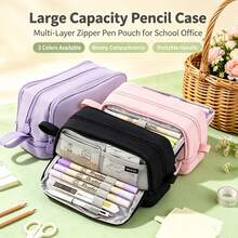 Large Capacity Multi‑Layer Pencil Case, Portable Zipper Pen Pouch With Multiple Compartments, Durable Oxford Stationery Storage Bag, Handheld Design Desk Organizer For Pens Markers Cosmetics, Practical Office & School Supplies, Multi‑Color Available - Multicolor - View 8
