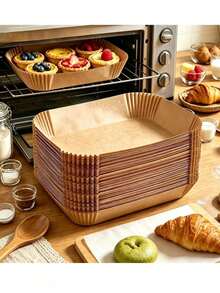 50/100pcs Extra Long Large Universal Air Fryer Liner Paper, Oil-Absorbing Cooking Fryer Liner, Food Basket Tray Liner, Kitchen Gadget, Party Food Accessory, Mother's Helper Gift - Multicolor - View 5