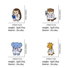 Cute Animal Doctor Pattern Enamel Brooch, Cartoon Animal Lapel Pin, Kawaii Animal Badge For Backpacks & Hats, Creative Gift For Animal Lovers - Multicolor - View 9
