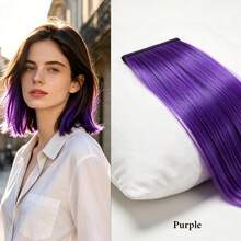 8 Inch Colored Clip‑In Highlight Hair Extensions, Invisible Straight Synthetic Hairpiece For Women, Heat Resistant, Easy Wear For Halloween, Cosplay, Festival & Daily Use, 1‑Piece - Multicolor - View 15
