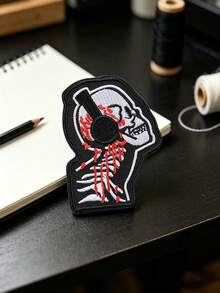 1pc Punk Music Skeleton Morale Tactical Embroidered Patch, Iron-On Arm Patch, Backpack Sticker, Suitable For Backpacks, Hats, Jackets, Etc., DIY Gift - Skeleton - View 6
