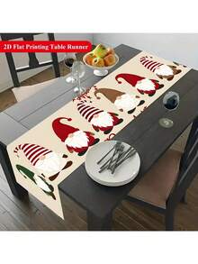 3PCS Christmas Table Runner Decor, Christmas Gnome Table Runner Decoration, Rectangular Polyester Table Runner, Perfect For Christmas Holiday Party Dining Table Decor, Dining Table, Coffee Table, Home Party Decor, Kitchen Decor, Christmas Holiday Themed Decoration - Multicolor - View 2