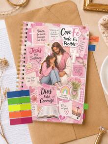 Trees Spanish Christian Planner, Faith-Based Spiral Journal With Bible Verse Inspired Design, Prayer & Devotional Notebook With Tabs, Pink Religious Organizer For Daily Planning, Reflection & Scripture Notes School Supplies Office Supplies Desk Accessories - Notebook - View 5