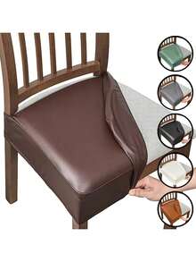 Waterproof PU Dual-Opening Leather Square Chair Seat Cover, Suitable For Dining Room, Kitchen, Dining Sofa, Removable Soft Padded Chair Cover - Multicolor - View 1