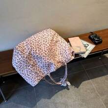 Korean Style Pink Leopard Print Canvas Tote Bag Women 2026 New Versatile Large Capacity Daily Commute Shoulder Bag - Multicolor - View 7