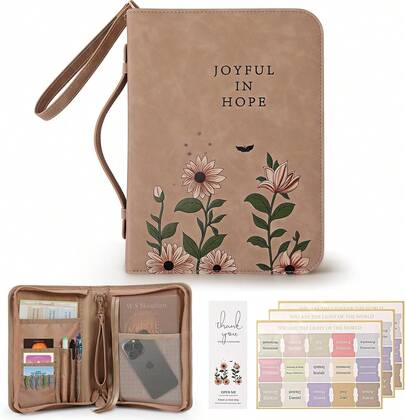 Funda para la Biblia, premium, funda de transporte de piel con asa y bolsillo con cierre para tamaño estándar y accesorios de la Biblia, bolsa grande de la Biblia, regalo ideal para mujeres, hombres