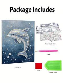 Pearl Painting Adopts Whale Pattern Design Diy Handmade Sticky Diamond Creative Diamond Painting Kit With Tools And Pearl Diamond Bag Suitable For Home, Office Decoration, Gift For Handicraft Lovers, Unframed - A - View 5
