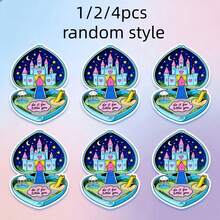 1/2/4pcs "Do This For Your Little One" Stickers, Cute Heart Pendant Princess Castle Design, Adorable And Durable Stickers, Perfect For Girls' Aesthetic Decoration, Suitable For Laptops, Coasters, Desks And Luggage - Style 1 - View 10