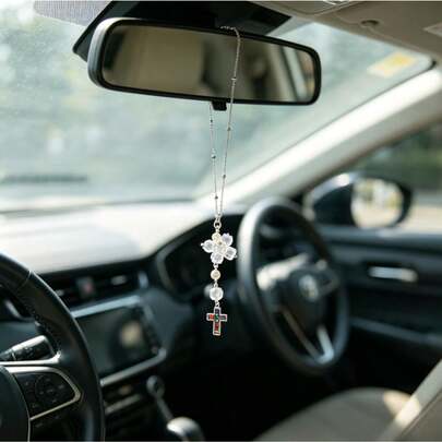 1 pièce pendentif croix en acier inoxydable pour intérieur de voiture, accessoire de mode pour voiture
