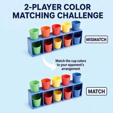 10 Pcs/1 Set Color Cup Matching Party Game, 10 Cups With Storage Rack, 2-Player Tabletop Sorting And Guessing Challenge For Adult Game Nights, Parties And Group Gatherings - Multicolor - View 5