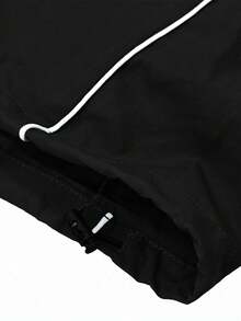 Men's Draped Wide Leg Casual Sports Pants With Adjustable Drawstring Waist And Side Contrast Stripe Decor, Pair With Functional Hooded Jacket For Travel, Training And Daily Wear, Slimming Versatile All-Match Long Pants - Black - View 7
