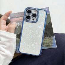 Luxury Rhinestone Phone Case, Compatible With IPhone 18 Pro Max 17 Air 16 15 14 Plus 13 12 11, Transparent Glitter Frame With Shell Pattern Backplate, Shockproof Protective Cover, Suitable As A Gift For Women And Men - Blue - View 9