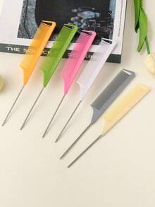 Professional Tail Comb Set, Includes Tail Comb, Parting Comb, Stainless Steel Tail Comb, Anti-Static Hair Comb, Braiding Comb, Fine Tooth Tail Comb, Highlight Comb, Multi-Function, Plastic Tail Steel Needle Comb, Home And Salon Steel Needle Comb, Dense Tooth Detangling Curling Comb Tool, Tail Comb Steel Needle Comb Hair Dye Styling Comb Teasing Comb Sectioning Rat Tail Comb Iron Tail Comb, Suitable For Normal Hair, Candy Color, Bridal Hair Comb, Ideal For Hair Salon, Salon And Home Use - Multicolor - View 6
