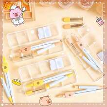 2pcs Cute Capybara Compass Set Drawing Tools, Random Color Style (Compass + Lead/Set), 2B Automatic Pencil Lead Compass, Suitable For School And Art Projects, Suitable For Teaching And Architectural Sketching, Suitable For Students, Schools, Offices And Various Educational Scenarios. Back To School Season, Learning Supplies, Art Supplies, Office Desk Accessories. Educational Tools For School, School Engineering - Multicolor - View 8