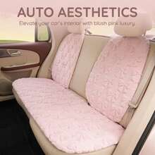 1pc Cute Bow Short Plush Car Seat Cushion, Women's Car Interior Accessory - A - View 3